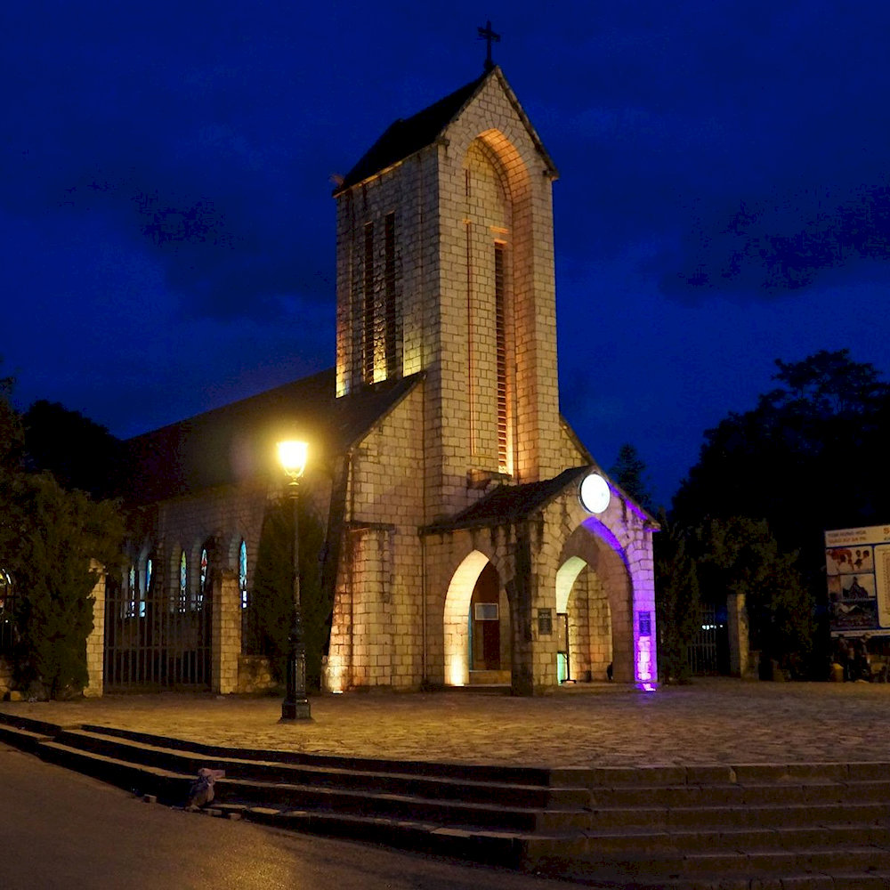 The peaceful atmosphere combined with the gentle illumination makes it a perfect spot for a quiet evening stroll or reflective moments 